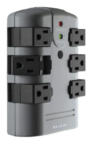 Belkin BP106000 — 6-OUTLET PIVOT-PLUG SURGE PROTECTOR, 6 ROTATING SURGE-PROTECTED OUTLETS WITH 108