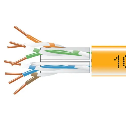 BLACK BOX CORPORATION EYN867B-PB-1000 — CAT6 550-MHZ SOLID ETHERNET BULK CABLE - UNSHIELDED (UTP), CMP PLENUM, ORANGE, 1