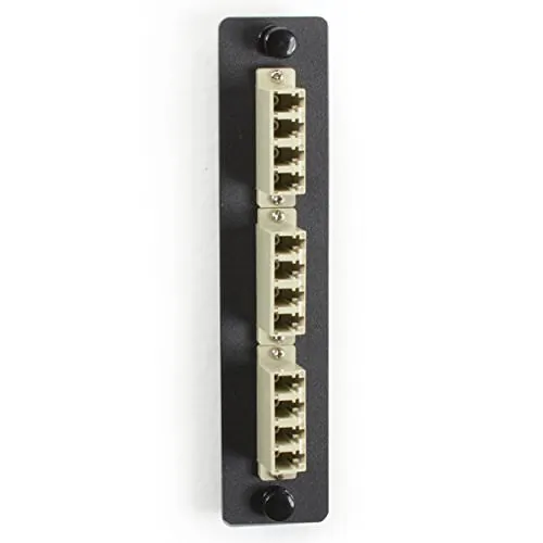 BLACK BOX CORPORATION JPM455B-R2 — LOW-DENSITY MULTIMODE FIBER ADAPTER PANEL - CERAMIC SLEEVE, (6) LC DUPLEX, BEIGE
