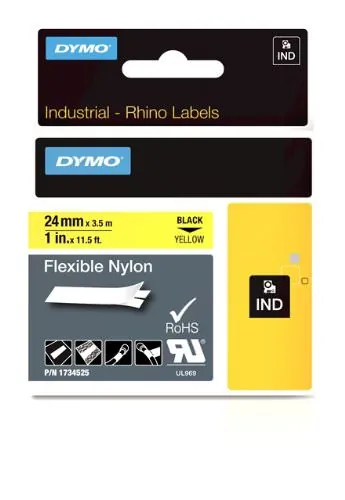 DYMO 1734525 — RHINO 1 YELLOW FLEX NYLON LABEL- 25MM