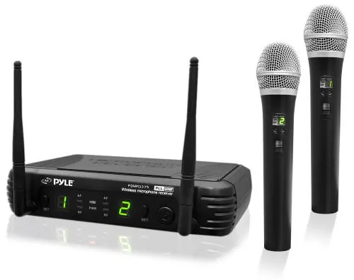 PYLE PDWM3375 — Pyle Premier Series Professional 2-Channel UHF Wireless Handheld Microphone System with Selectable Frequencies
