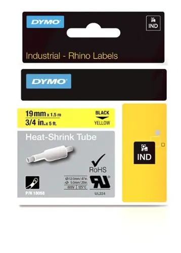 DYMO 18058 — RHINO 3/4 YELLOW HEAT SHRINK TUBES