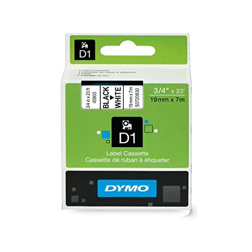 DYMO 45803 — DYMO LABELMANAGER D1 BLACK PRINT/ WHITE TAPE, 3/4 X 23, ALWAYS USE DYMO-BRANDED