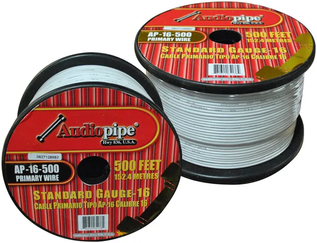 Nippon Labs AP16500WH — Audiopipe 16 Gauge 500Ft Primary Wire - White Insulation