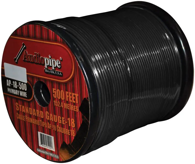 Nippon Labs AP18500BK — AudioPipe 18GA 500ft Black Remote Wire