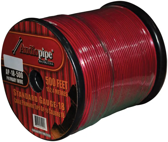 Nippon Labs AP18500RD — Audipipe 18GA Remote Wire - 500ft, Red