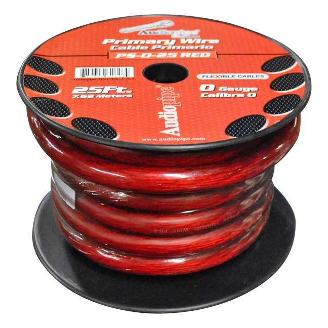 Nippon Labs PS025RD — Audiopipe 25Ft 0Gauge Primary Cable Red