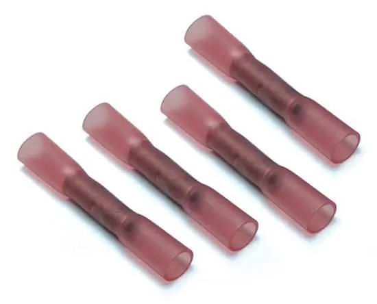 Xscorpion HSBCR — Red Heat Shrink Butt Connectors, 18/22 AWG, 50-Pack