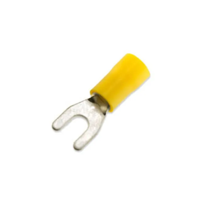 Xscorpion ST8Y — Yellow #8 Spade Terminals for 10-12 GA Wire - 100 PCS