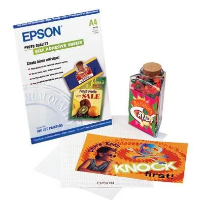 EPSON S041106 — EPSON PHOTO QUALITY SELF-ADHESIVE SHEETS - A4 (8.3 IN X 11.7 IN) - 167 G/M2. FOR