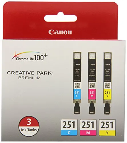 CANON 6514B009 — CLI-251, 3-PACK COMBO - INCLUDES CLI251 CYAN (1), CLI-251 MAGENTA (1), CLI-251 Y