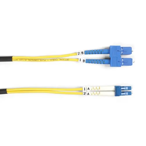 BLACK BOX CORPORATION FOSM-005M-SCLC — OS2 9/125 SINGLEMODE FIBER OPTIC PATCH CABLE - OFNR PVC, SC TO LC, YELLOW, 5-M (