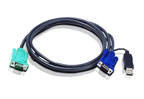 Aten Technologies 2L5202U — ATEN - 2L5202U -  KVM CABLE - HDB-15,USB TYPE A LEFT CONNECTOR - MALE LEFT GENDE