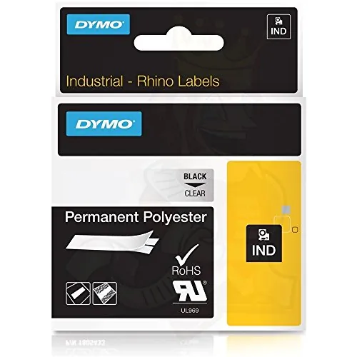 DYMO 622289 — RHINO 1/2IN X 18FT, CLEAR PERMANENT POLY LABELS