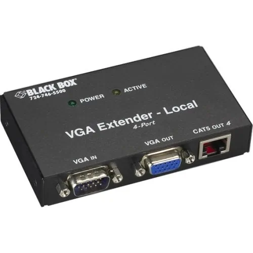 BLACK BOX CORPORATION AC555A-4-R2 — EXTEND VGA AS FAR AS 500 FEET (152.4 M) TO FOUR SEPARATE LOCATIONS OVER CAT5, CA