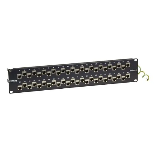 BLACK BOX CORPORATION C6AFP70S-48 — CAT6A STAGGERED FEED-THROUGH PATCH PANEL - 2U, SHIELDED, 48-PORT