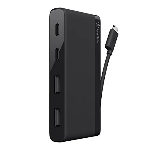 Belkin F4U090BTBLK — BELKIN F4U090BTBLK - USB-C 4-PORT MINI HUB - 2X USB-C PORTS, 2X USB-A PORTS - FO