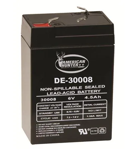 American Hunter GSM-DE-30008 — 6V 4.5Ah Rechargeable Battery for Various Applications