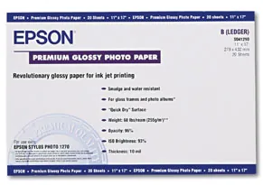 EPSON S041290 — EPSON GLOSSY PAPER - LEDGER B SIZE (11 IN X 17 IN)