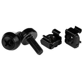 STARTECH CABSCREWM5B — M5 x 12mm - Screws and Cage Nuts - 50 Pack Black - M5 Mounting Screws & Cage Nuts for Server Rack & Cabinet - These high-quality M5 x 12mm screws and cage nuts make it easy to mount equipment in your server rack or cabinet - M5 Rack Screws - M5 Cage Nuts - M5 Screws - M5 Mounting Screws - M5 Screws and Cage Nuts - 50 Pack - All-black steel construction