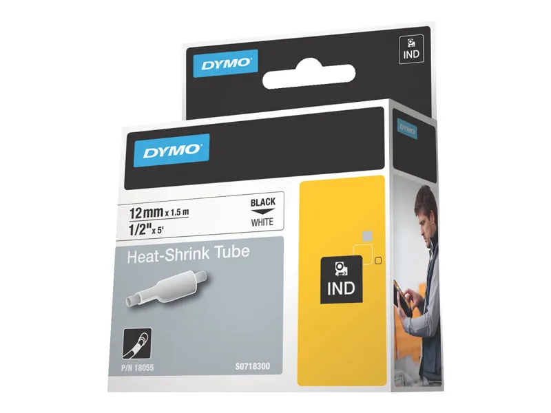 DYMO 18055 — DYMO RHINO 1/2IN X 5FT, WHITE HEAT SHRINK TUBES