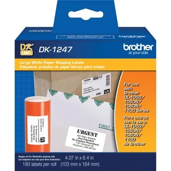 Brother DK1247 — LABELS - 4 X 6 (103 MM X 164 MM) - COMPATIBLE WITH QL-1100 AND QL-1110NWB LABEL