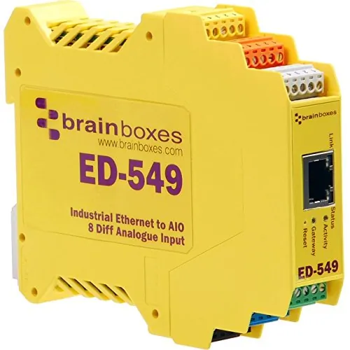 BRAINBOXES ED-549 — 8 ANALOGUE INPUTS, INDEPENDENTLY CONFIGURABLE AS DIFFERENTIAL VOLTAGE INPUTS OR