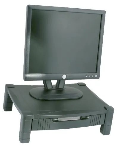 KANTEK MS420 — Kantek Adjustable Standard Monitor Stand with Drawer - 60 lb Load Capacity - 6" Height x 13" Width - Black