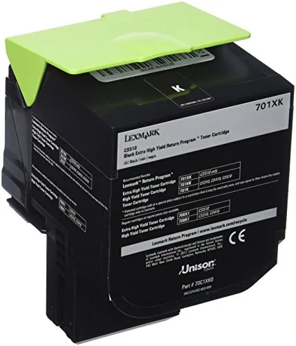 Lexmark 70C1XK0 — LEXMARK 70C1XK0 BLACK RETURN PROGRAM TONER CARTRIDGE FOR USE IN CS/CX510 ESTIMAT