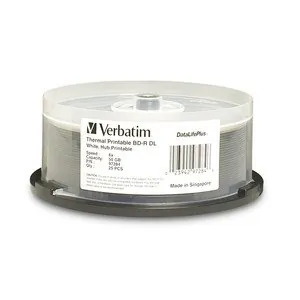 VERBATIM 97284 — VERBATIM BD-R DL 50GB 6X DATALIFEPLUS WHITE THERMAL PRINTABLE, HUB PRINTABLE-25P
