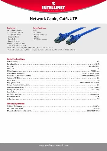 Intellinet 342599 — 7 FT BLUE CAT6 SNAGLESS PATCH CABLE