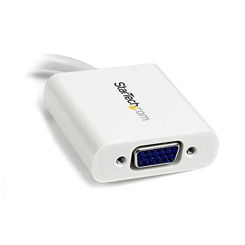 STARTECH MDP2VGAW — Mini DisplayPort to VGA Adapter - White - 1080p - Thunderbolt to VGA Monitor Adapter - Mini DP to VGA Converter - Connect a VGA display to a Mini-DisplayPort-equipped PC or Mac computer - mini displayport to vga adapter - mini displayport to vga converter - mini dp to vga adapter -mini displayport to vga adaptor - Comparable to MB572Z/A
