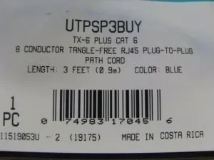 Panduit UTPSP3BUY — 3FT CAT6 CBL EA CU PATCH CORD BU UTP