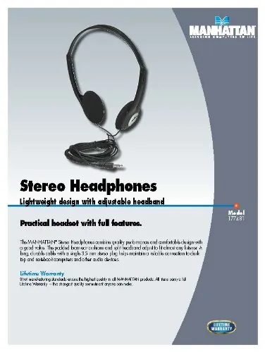 Manhattan 177481 — MANHATTAN STEREO HEADPHONES