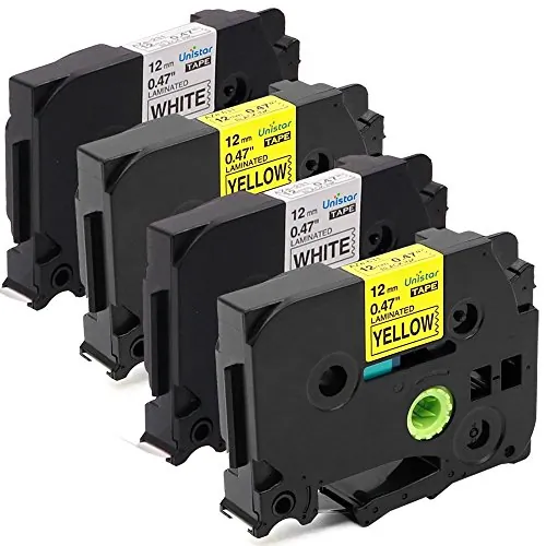 Brother TZE6312PK — Brother 12mm (0.47") Black on Yellow Laminated Tape (2 Pack of TZE631) For use in TZ P-Touch: All TZ Machines