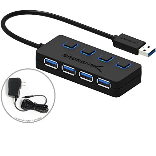 Sabrent HB-UMP3 — 4-Port USB 3.0 Hub with Power Supply and LED Switches