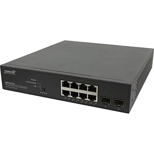 Lantronix SM8TAT2SA-NA — SMART MANAGED POE+ SWITCH, 8-PORT GIGABIT POE+, 2-PORT 100/1000 SFP