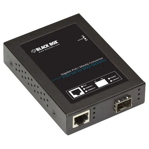 BLACK BOX CORPORATION LPS535A-SFP — Gigabit PoE+ PSE Media Converter with Compact Design