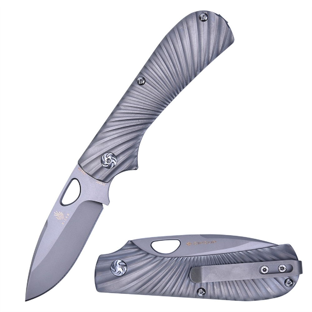 Kizer Cutlery Ki3507 - Kizer Zipslip Folder 2.84 in Overall 6.83in Titanium Handle