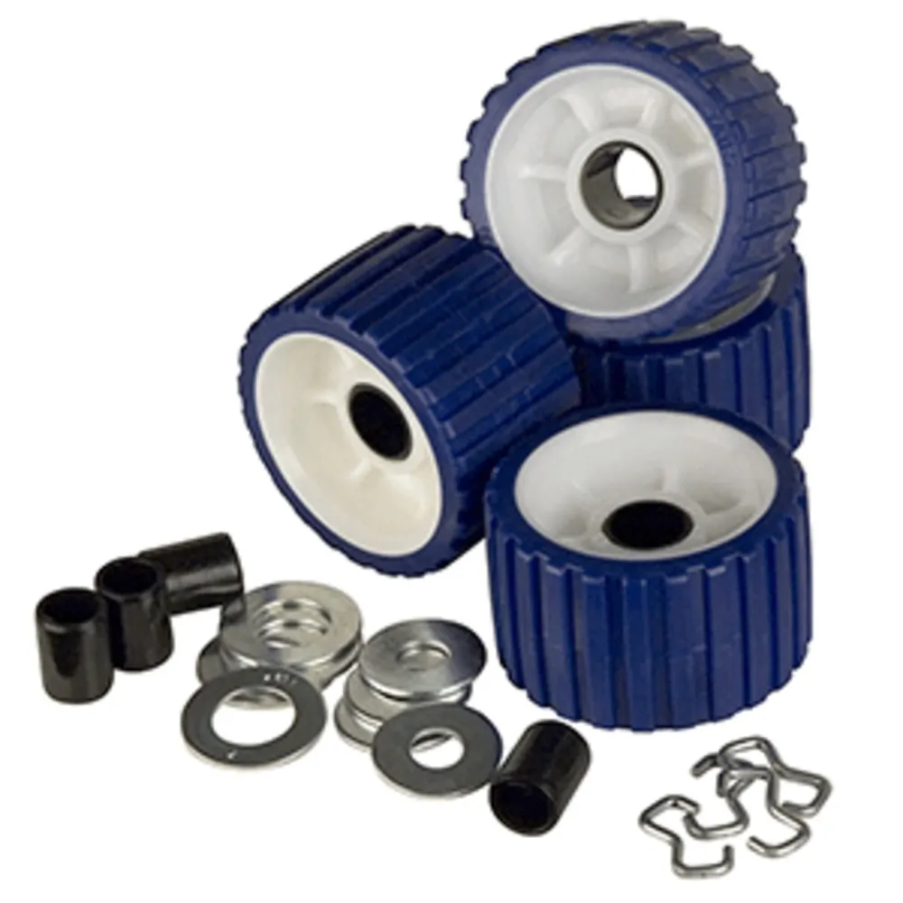 C.E. Smith 29320 — C.E. Smith Ribbed Roller Replacement Kit - 4-Pack - Blue
