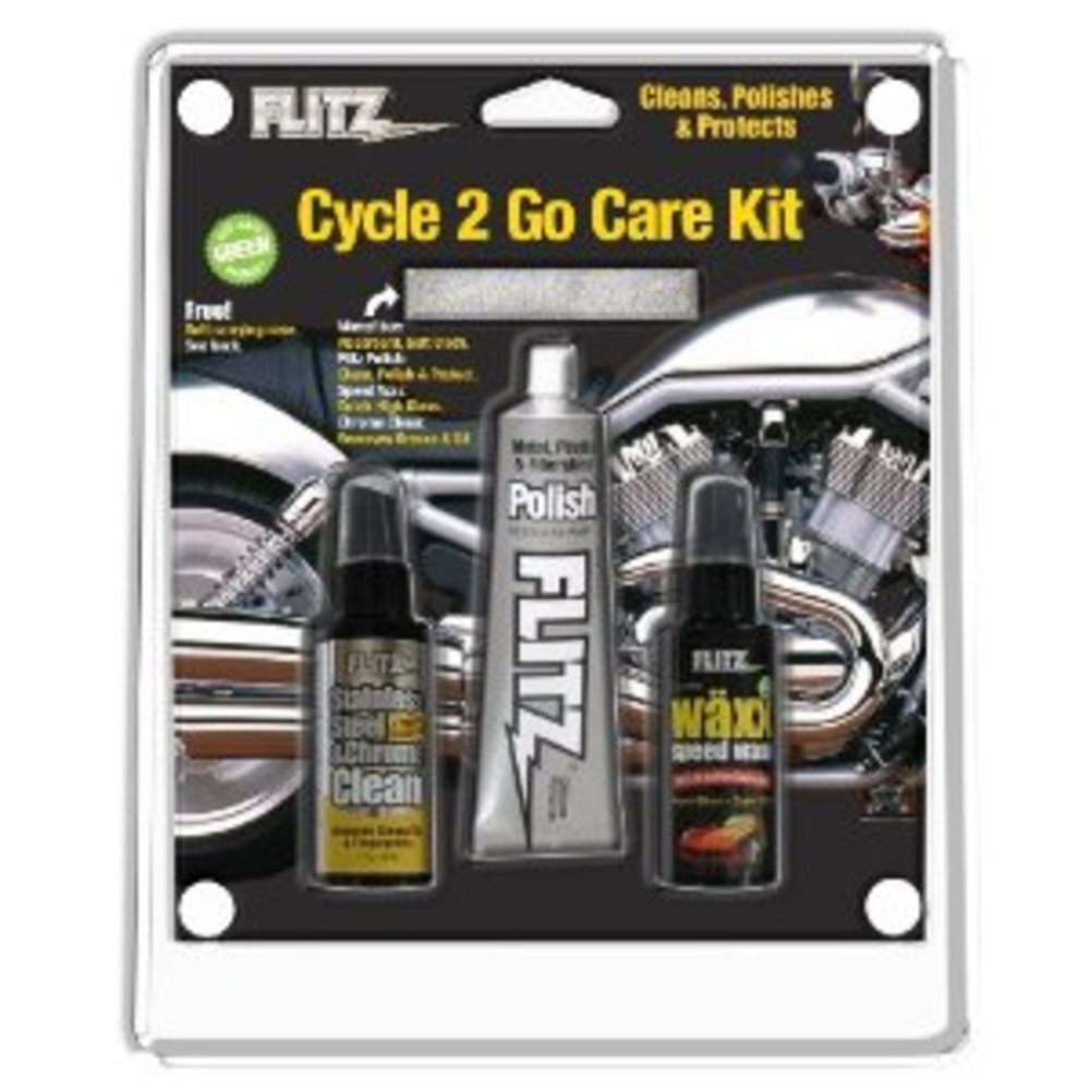 Flitz CY 41503 - Flitz Cycle 2 Go Care Kit wPolish, Speed Waxx, Chrome Clean 