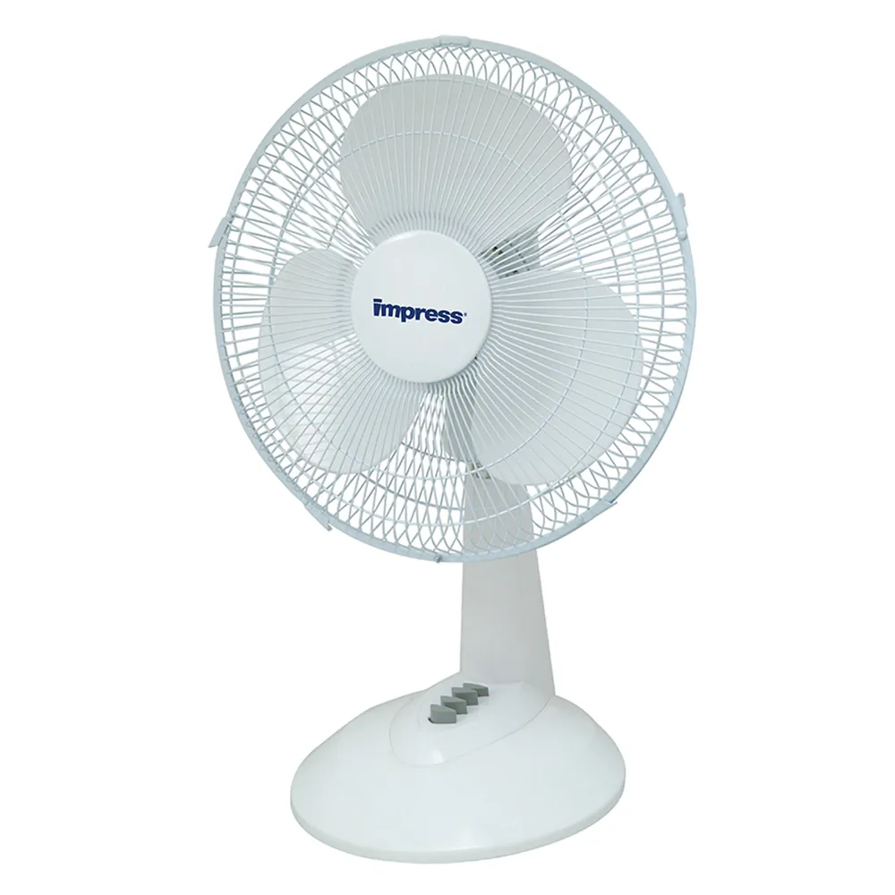 IMPRESS IM-712W — Impress 12 Inch 3 Speed Oscillating Table Fan in White