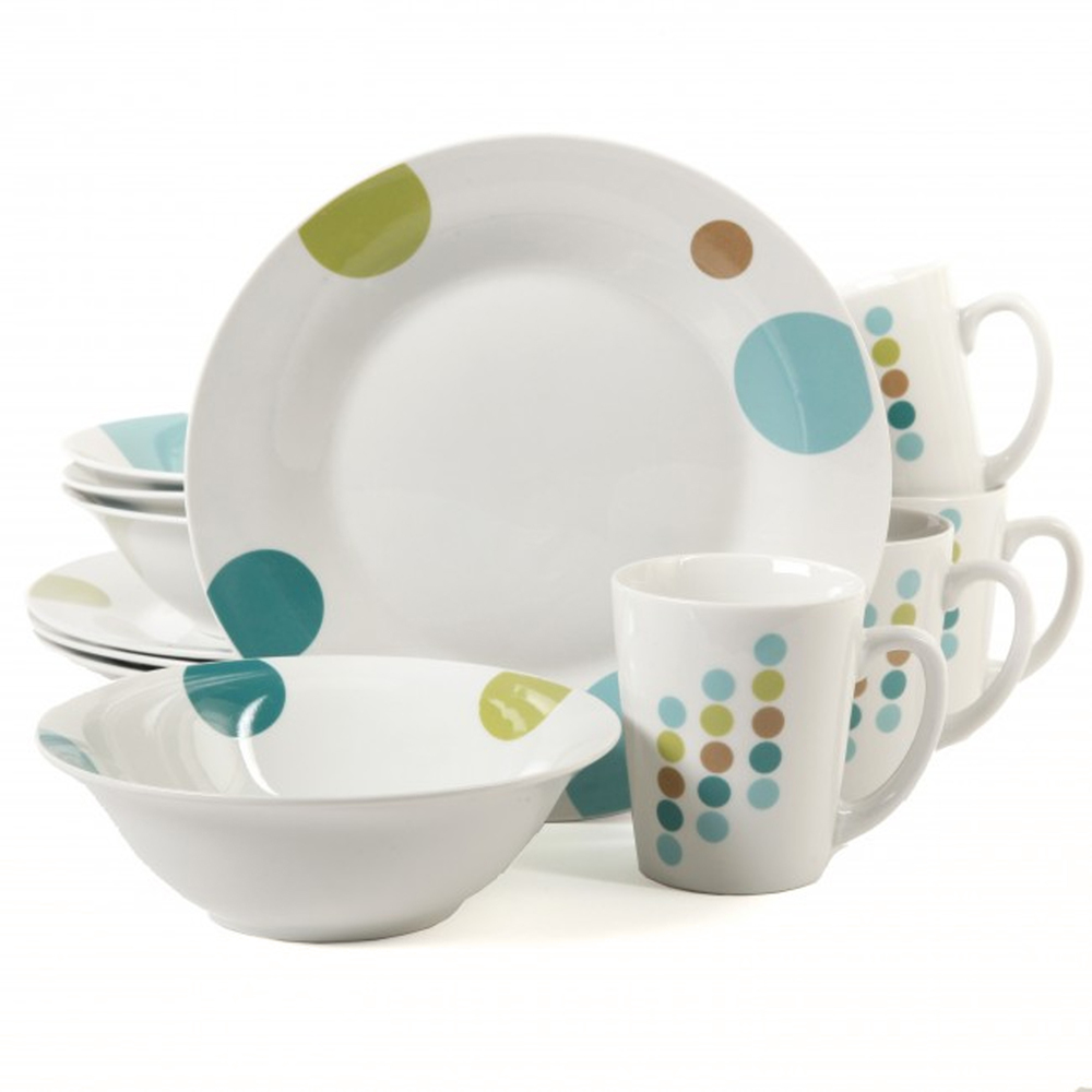 Gibson 101790.12RM - Gibson Home Retro Specks 12-Piece Multicolored Dinnerware Se