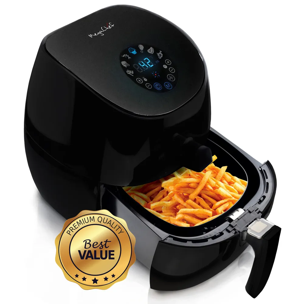 MegaChef MCAI-320 — MegaChef 3.5 Quart Airfryer And Multicooker With 7 Pre-programmed Settings in Sleek Black