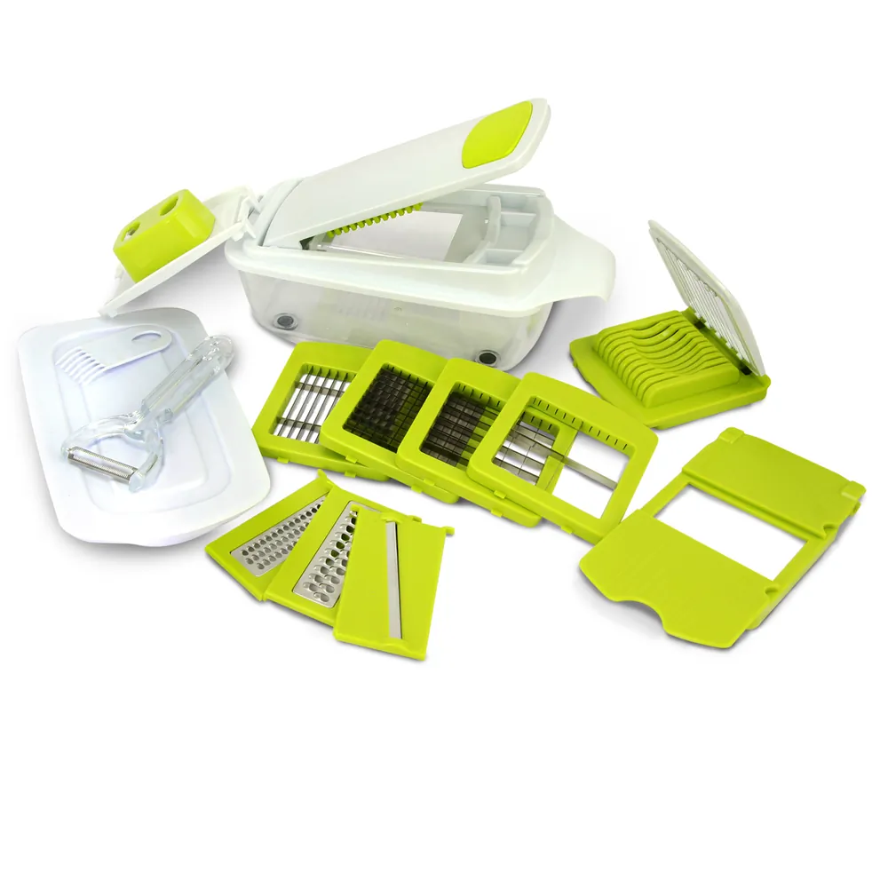 MegaChef MG-MULTI-SLICER-DICER — MegaChef 8-in-1 Multi-Use Slicer Dicer and Chopper with Interchangeable Blades, Vegetable and Fruit Peeler and Soft Slicer