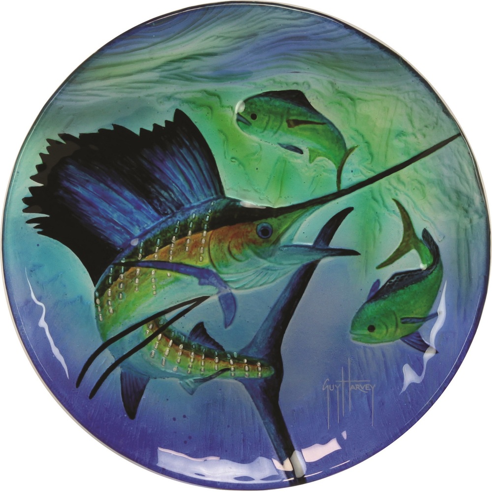 Rivers Edge 2086 - Rivers Edge Guy Harvey 12in Sailfish Glass Platter