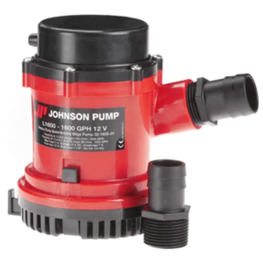 Johnson Pump 16004-00 — Johnson Pump 1600 GPH Bilge Pump 1-1/8" Hose 12V