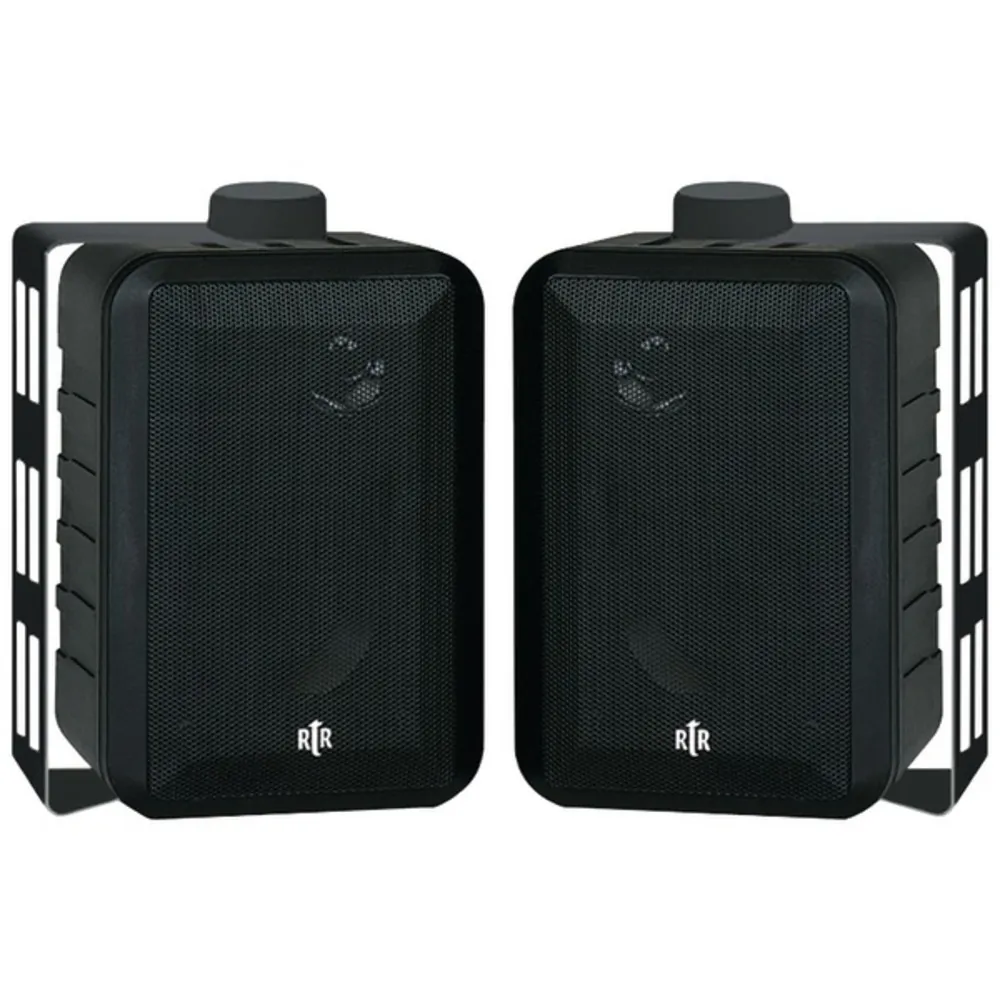 BIC BICRTRV442 — BIC America RTRV44-2 100-Watt 3-Way 4 RtR Series Indoor/Outdoor Speakers (Black)