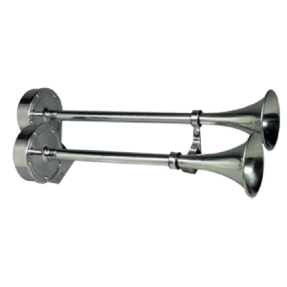 Schmitt & Ongaro Marine 10028 — Schmitt & Ongaro Deluxe All-Stainless Dual Trumpet Horn - 12V