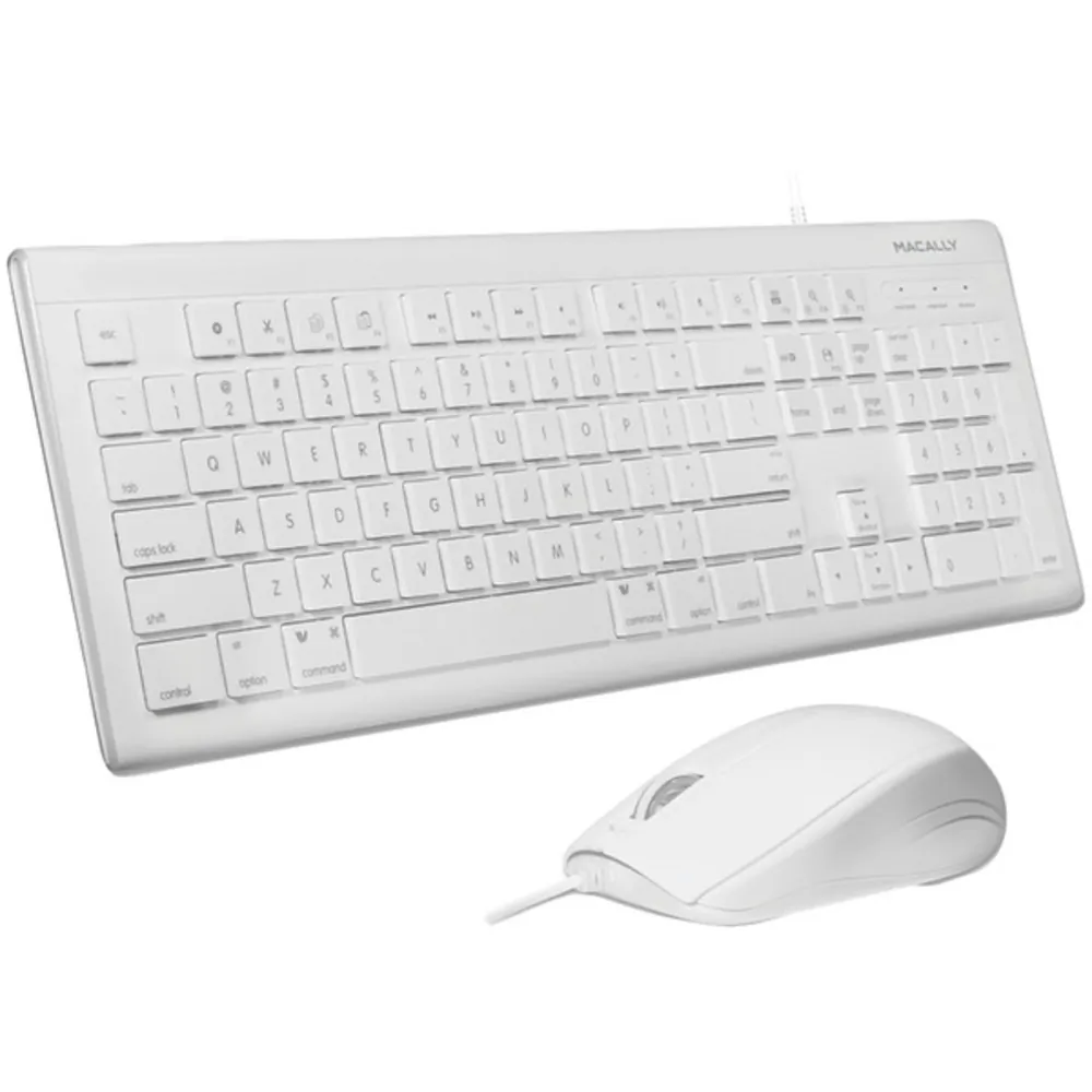 MacAlly MKEYECOMBO — Macally 103-key Full-size Usb Keyboard With Shortcut Keys & 3-button Usb Optical Mouse Combo For Mac MCYMKEYECOMBO